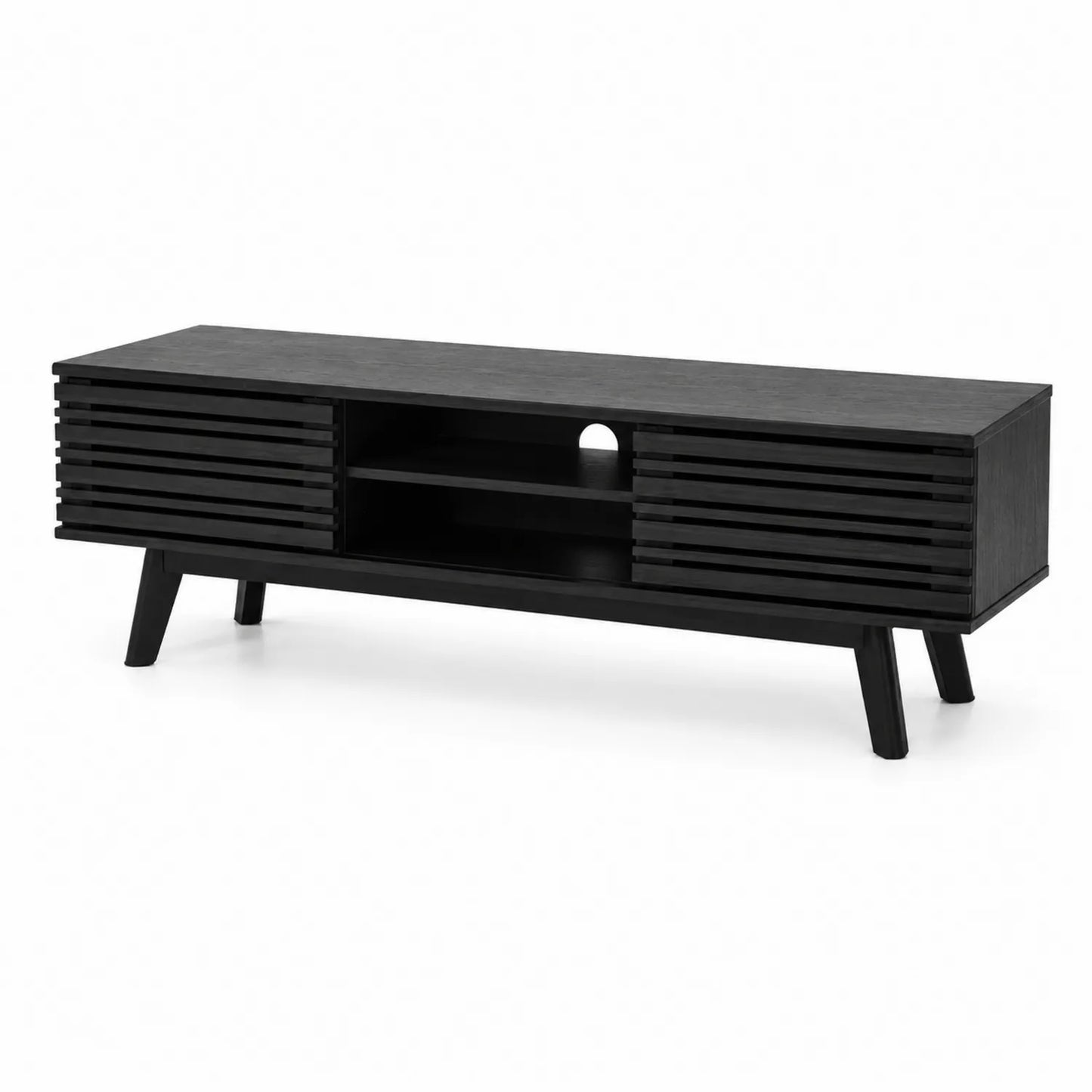 TV-Tisch MDF mit Holzfurnier Schwarz 150x40x50 cm