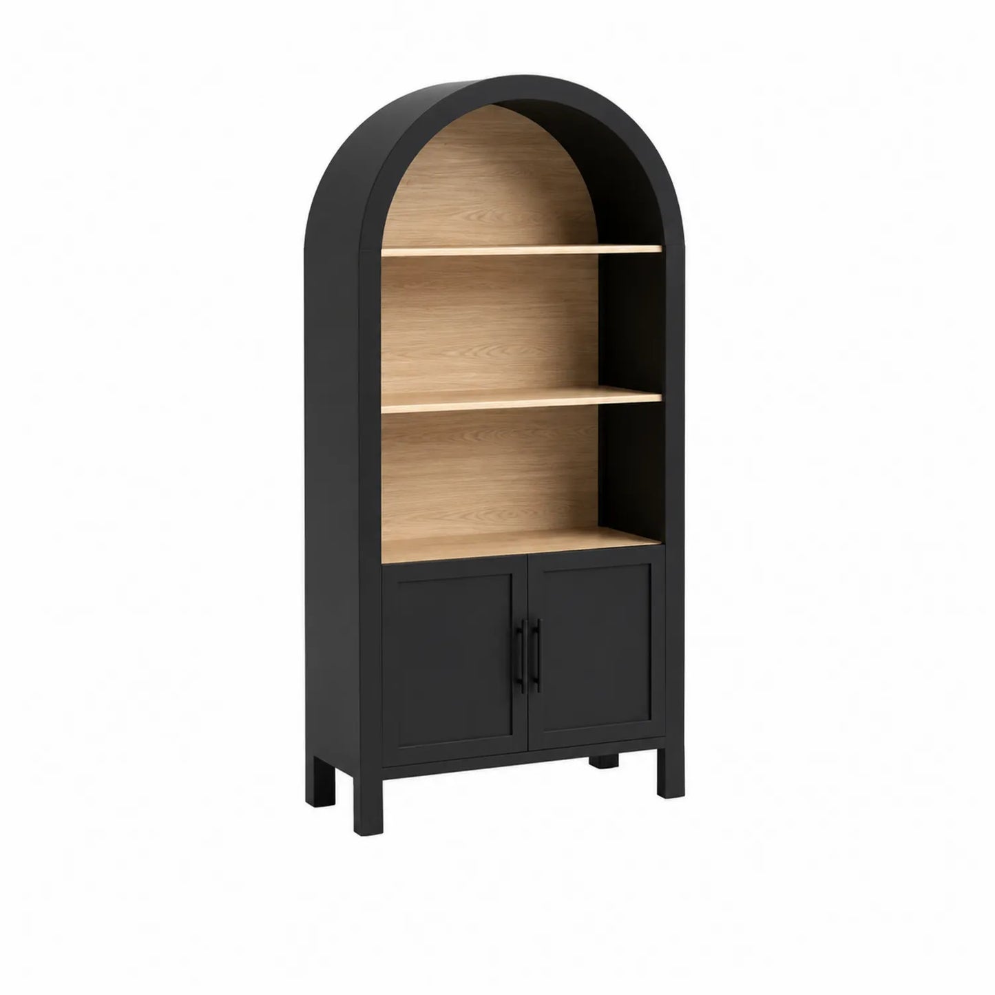 Bücherregal Holz Schwarz mit Schränken 171cm