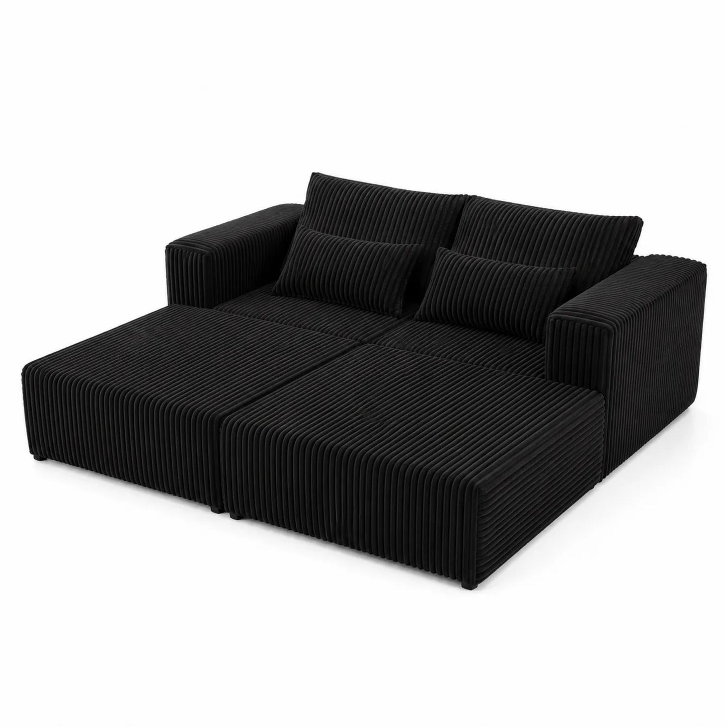 Sofa Cord Schwarz 200x140 cm