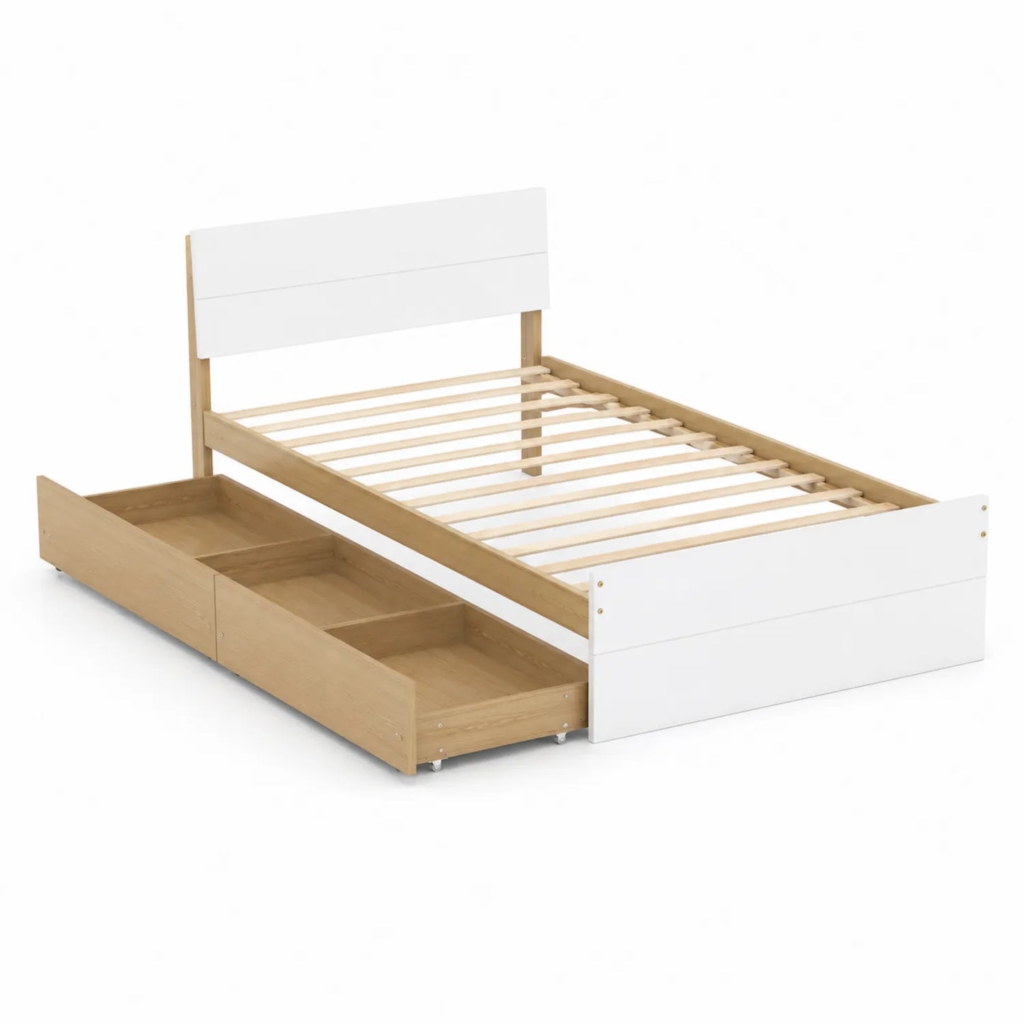 Einzelbett mit Schubladen aus Kiefernholz Weiß