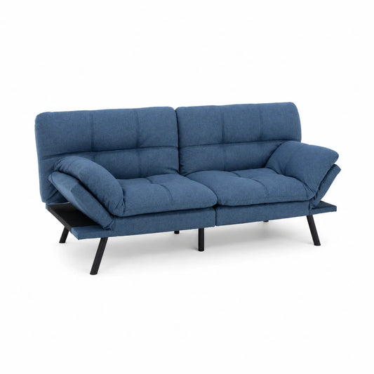 Schlafsofa Blau Polyester Metallgestell 190 cm