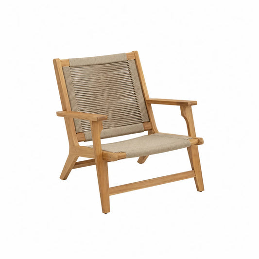 Outdoor-Sessel Teakholz Beige Polyesterseil