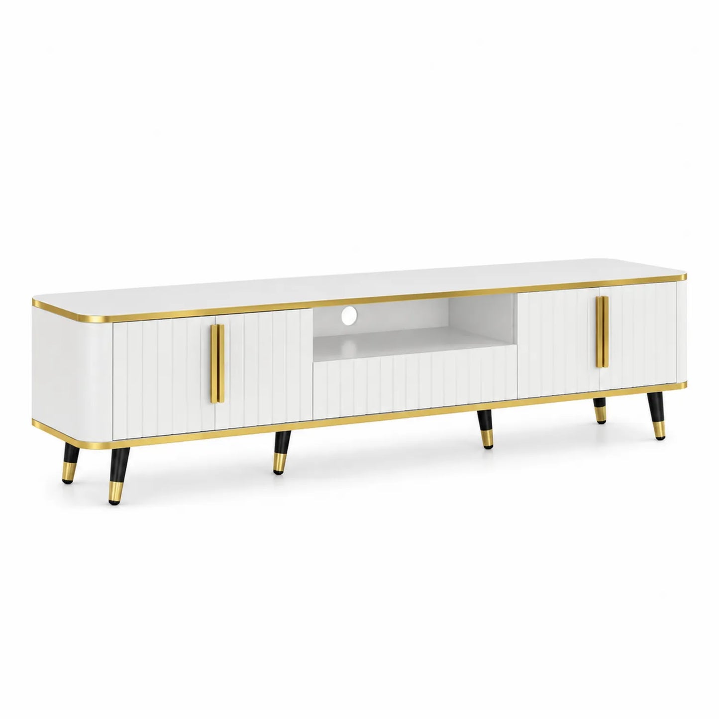 TV-Schrank MDF Weiß/Gold 180 cm