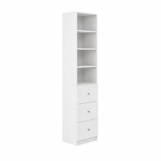 Weißes Regal mit 3 Schubladen aus MDF 40x30x180 cm