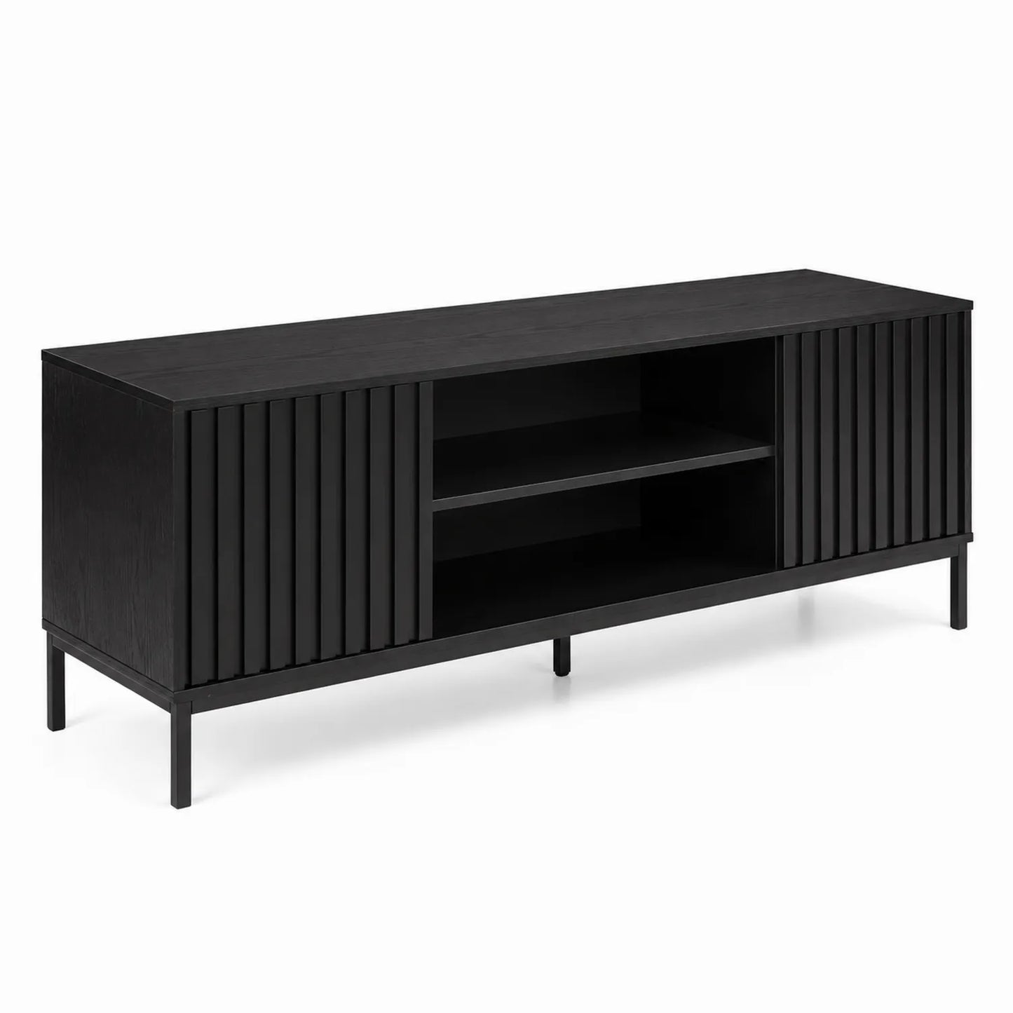 TV-Möbel Schwarz Holz Metall 180cm