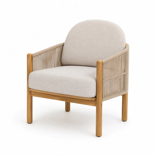 Outdoor-Sessel Teakholz Beige